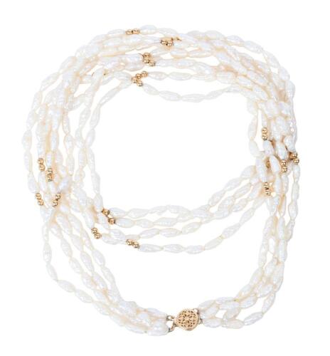 Quality 14K Yellow Gold 4 Strand Freshwater Pearl Necklace