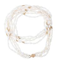 Quality 14K Yellow Gold 4 Strand Freshwater Pearl Necklace