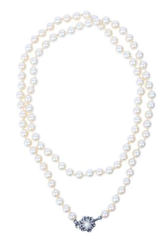 Two Wonderful Pearl Necklaces: Striking Freshwater Pearls, 14K Gold and Lapis Necklace and One 30" Freshwater Cultured Pearl Nec