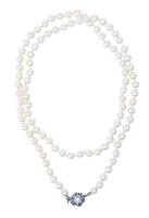 Two Wonderful Pearl Necklaces: Striking Freshwater Pearls, 14K Gold and Lapis Necklace and One 30" Freshwater Cultured Pearl Nec
