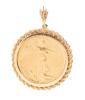 $50 Gold Pendant Dated 1989 in Handsome 14K Yellow Gold Bezel