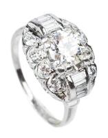 Ladies Beautiful Art Deco Platinum and Diamond Ring with a Center 2.75 Carat Diamond That Impresses