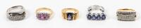 Collection of Five Bold Ladies Rings in New or Like New Condition all in 14K White or Yellow Gold with Precious and Semi-Preciou