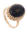 Ladies 14K Yellow Gold and Large, Highly Polished Onyx Cabochon