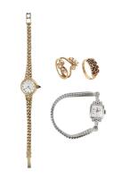 Balance of Jewelry Consignment: 14K Yellow Gold Watch, 14K Yellow Gold and Onyx Ring, Two Rings in 12K Yellow Gold