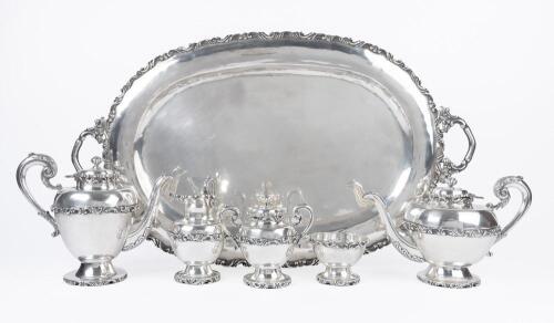 Spectacular Sterling Silver Coffee & Tea Set with Tray. Near Mint Condition Boasting Substantial Silver Weight