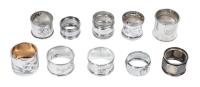 10 Sterling Silver Napkin Rings Mixed Patterns Great for Casual Dining. Third Lot of 10