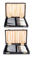 Antique English Mother of Pearl Cheese and Fruit Knives in Near to Mint Condition in their Original Boxes, Sheffield