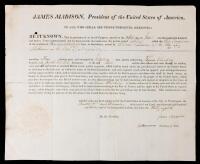 Letter of Marque Signed by President James Madison and Co-Signed by James Monroe, Secretary of State, During the War of 1812