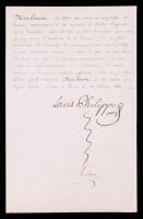 Louis Philippe I, King of the French &acirc;&euro;&ldquo; Signed Letter (1842)