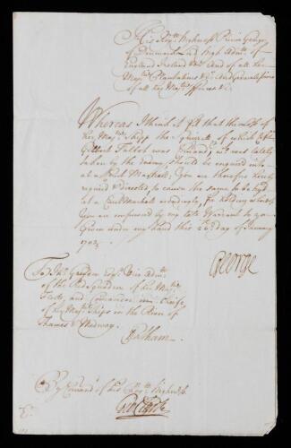 Prince George of Denmark &acirc;&euro;&ldquo; Signed Military Document (1703)