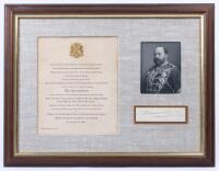 King Edward VII Coronation Document with Signed Slip