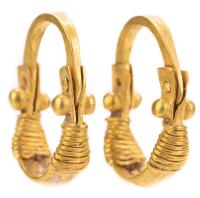 5th-4th Century B.C. High Karat Greek Gold, Hinged Earrings