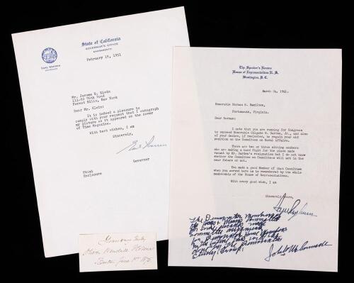 McKinley, William and Garret Hobart 25th President and 24th Vice President of the United States. Cut Signature and Note Card Sig