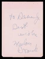 Marlon Brando Rare Inscribed and Signed Autograph Leaf, Authentication by JSA. A Prized Signature for Collectors and Fans
