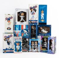 Collection of 12 Dodgers Bobbleheads and A Sandy Koufax Action Statue