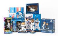 Collection of 9 Dodgers Bobbleheads and A Sandy Koufax Action Statue