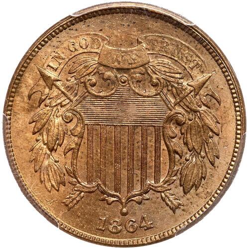1864 Large Motto PCGS MS64 RB