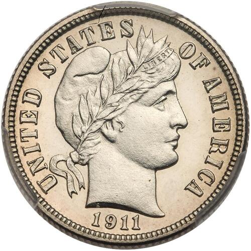 1911 Barber 10C PCGS Proof 63