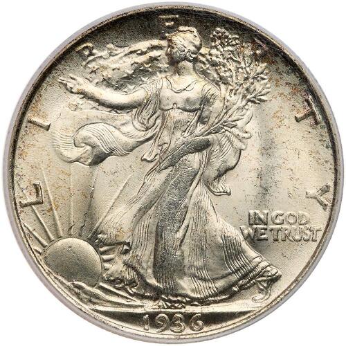 1936 Liberty Walking 50C PCGS MS66