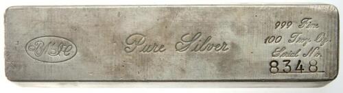 999 Fine Silver 100 Troy Oz Silver Bar