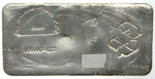 .9995 Fine Silver 100 Troy Oz Silver Bar