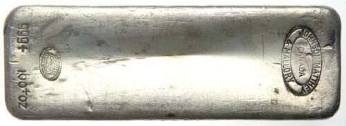 999+ Fine Silver 100 Troy Ounce Johnson Matthey Bar