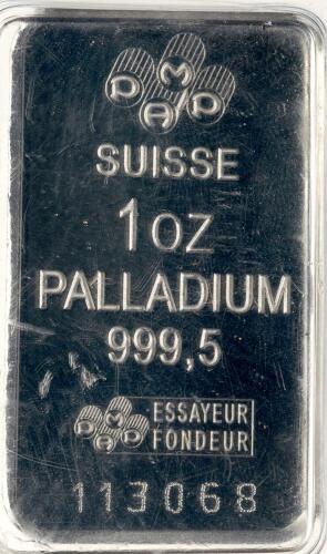 Swiss 1 Oz Palladium 999.5 Bar