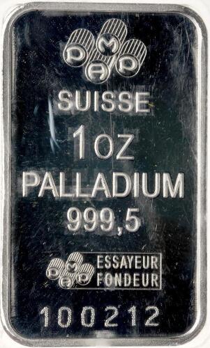 Swiss 1 Oz Palladium 999.5 Bar