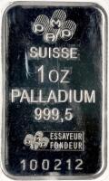 Swiss 1 Oz Palladium 999.5 Bar