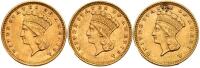 A Lot Of 3 Gold Dollars