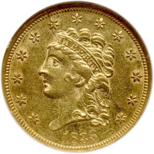 1836 $2.50 Classic Head. Script 8 NGC AU58