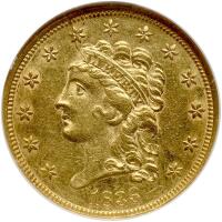 1836 $2.50 Classic Head. Script 8 NGC AU58
