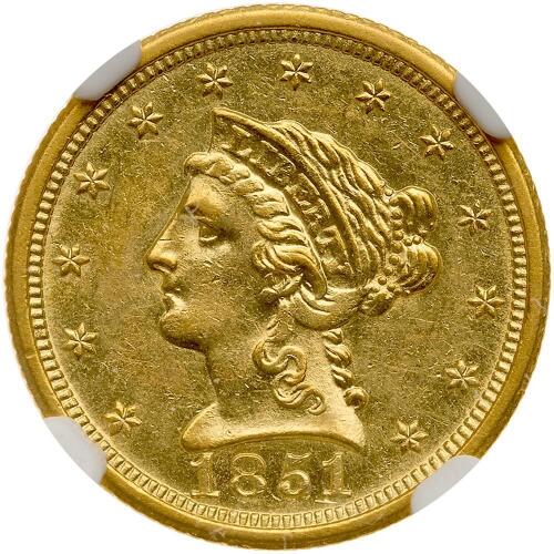 1851 $2.50 Liberty NGC AU58