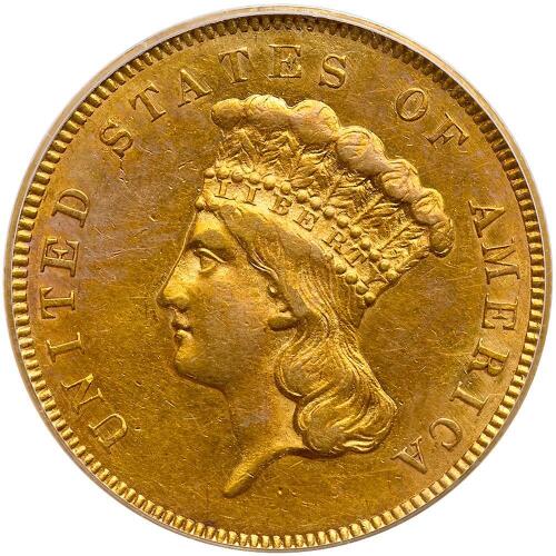 1855 $3 Gold PCGS AU55