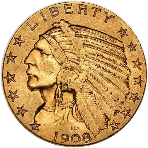 1908 $5 Indian VF30