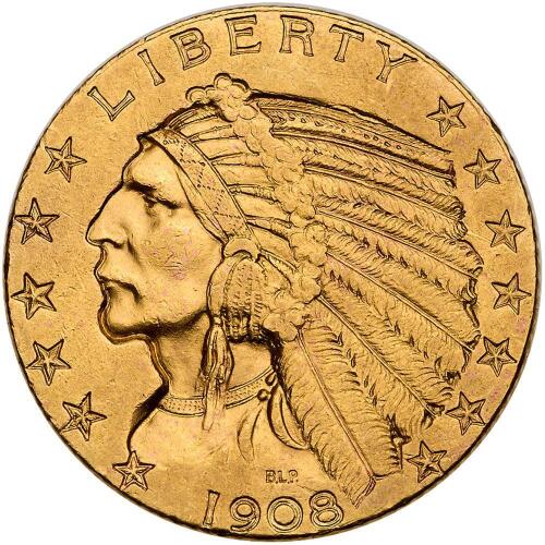 1908 $5 Indian VF30