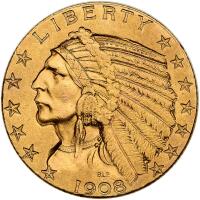 1908 $5 Indian VF30
