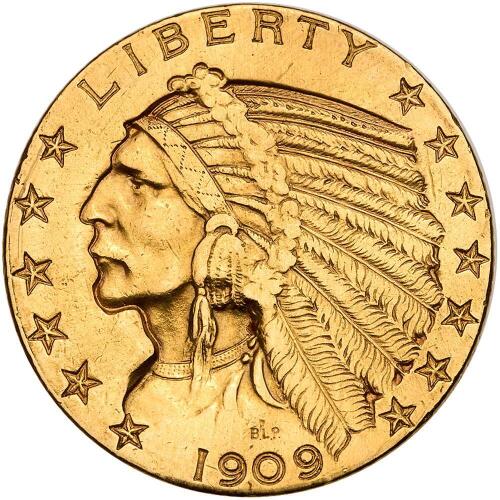 1909-D $5 Indian Sharpness of VF