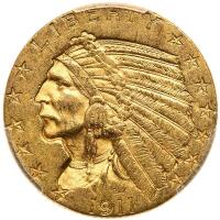 1911 $5 Indian PCGS MS62