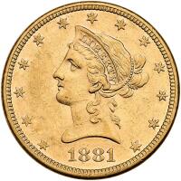 1881-S $10 Liberty AU55