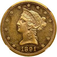 1891-CC $10 Liberty NGC MS60 PL