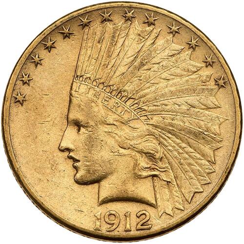 1912-S $10 Indian EF45