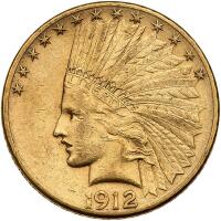 1912-S $10 Indian EF45
