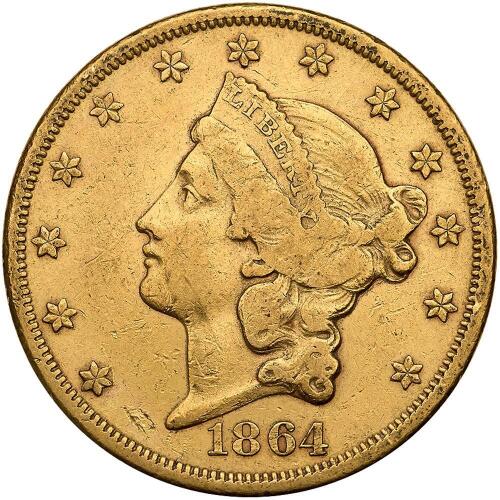 1864 $20 Liberty VF30