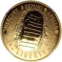 2019-W. $5.00 Gold Apollo 11 50th Anniversary NGC PF70 Ultra Cameo