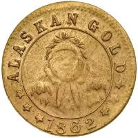 Alaska Gold Token. 1862 2-Too WAH Brilliant Unc