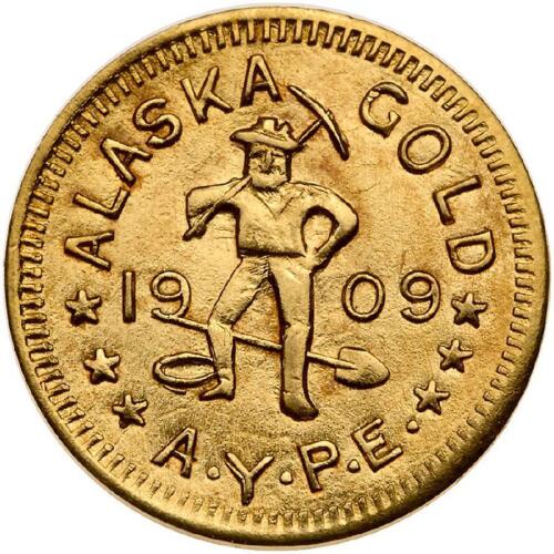 Alaska Gold Token. 1909 &Acirc;&frac12; D.W.T. Gem Brilliant Unc