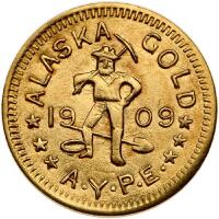 Alaska Gold Token. 1909 &Acirc;&frac12; D.W.T. Gem Brilliant Unc