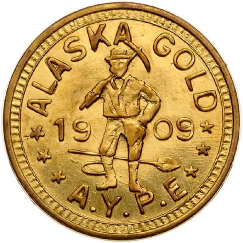 Alaska Gold Token. 1909 &Acirc;&frac14; D.W.T. Gem Brilliant Unc